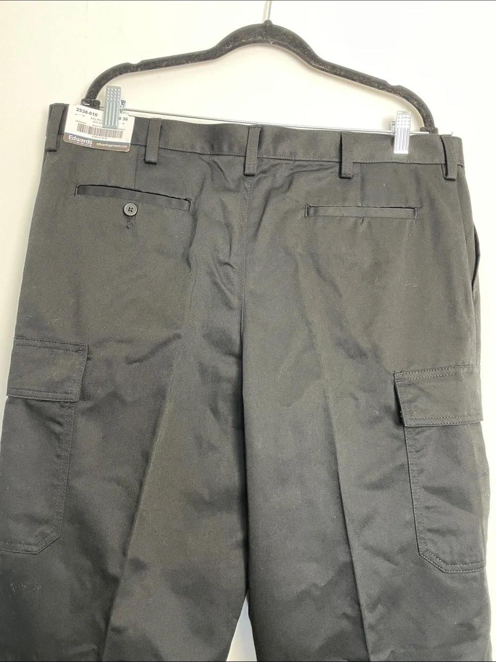 Edwards Men's 38/36 Black Cargo Utility Flat Front Workwear Straight Fit Pants